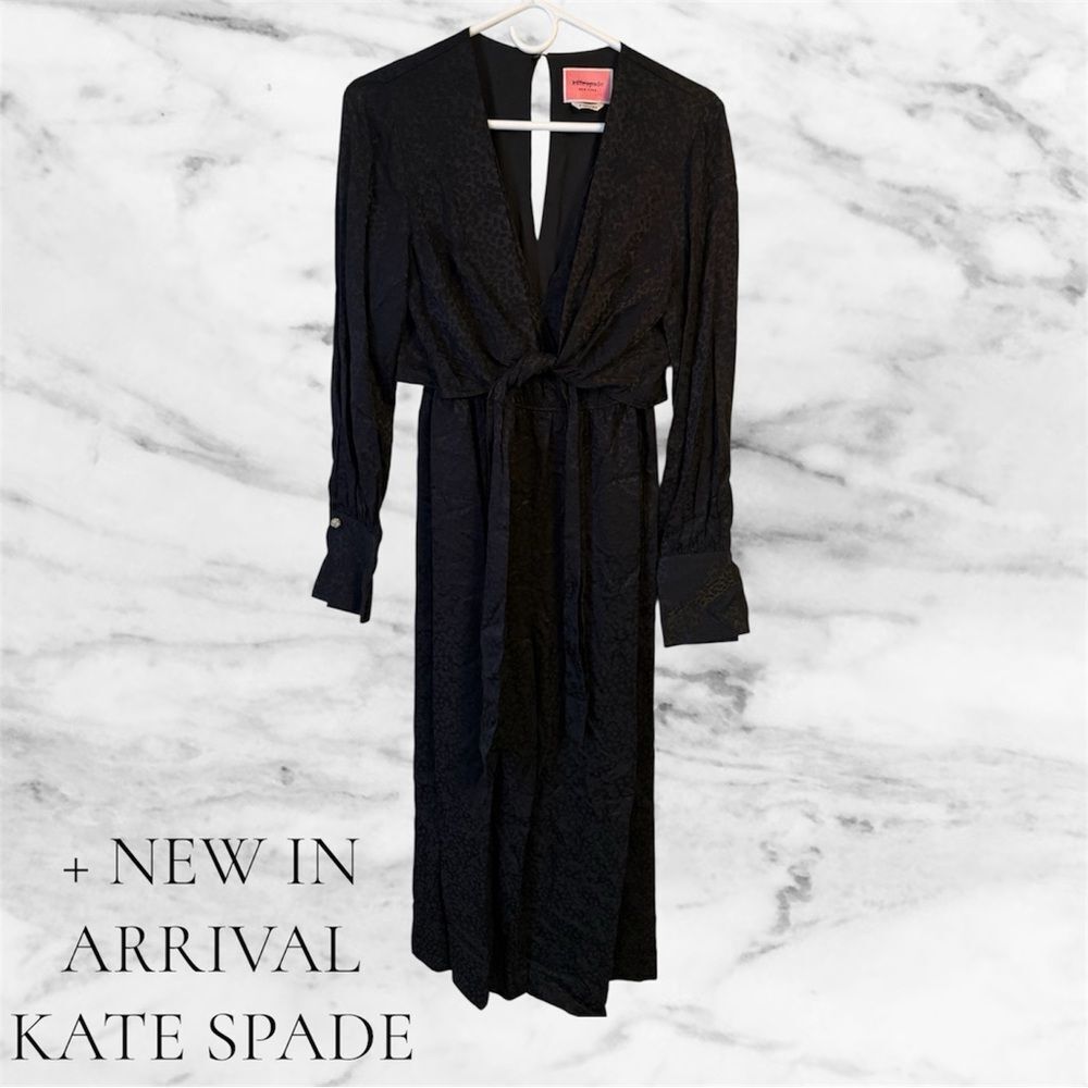 Kate Spade Front Tie Black Animal Print Jumpsuit Size 2 “Read description”